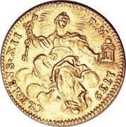 1 Zecchino - Clemente XII DEDIT PIGNVS, Vatican City, 1738-1739 reverse image