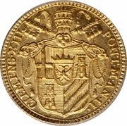 1 Zecchino - Clemente XIII SVPRA FIRMAM PETRAM - Holy Mother Church - Facing obverse image