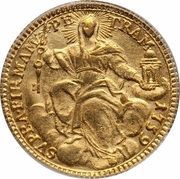 1 Zecchino - Clemente XIII SVPRA FIRMAM PETRAM - Holy Mother Church - Facing, Vatican City, 1758-1769 reverse image