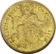 1 Zecchino - Pius VI Ornate shield, Vatican City, 1775-1776 reverse image