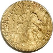 1 Zecchino - Pius VI Oval shield, Vatican City, 1776-1784 reverse image