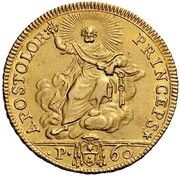 2 Doppie Romane - Pius VI, Vatican City, 1777 reverse image
