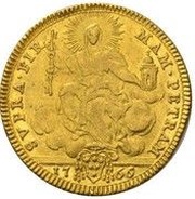 2 Zecchini - Clemente XIII SVPRA FIRMAM PETRAM - Holy Mother Church, Vatican City, 1759-1766 reverse image