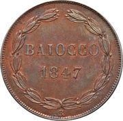 1 Baiocco - Pio IX Open wreath, Vatican City, 1846-1849 reverse image