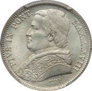 20 Baiocchi - Pio IX 800 Silver - Open wreath obverse image