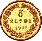 5 Scudi - Gregorio XVI, Vatican City, 1835-1846 reverse image