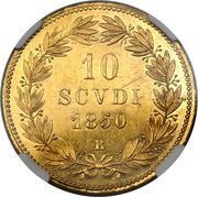 10 Scudi - Pio IX, Vatican City, 1850-1856 reverse image