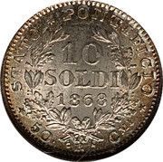 10 Soldi - Pius IX P· M·, Vatican City, 1868-1869 reverse image