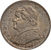 1 Lira - Pius IX Large bust; PON MAX obverse image