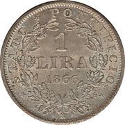 1 Lira - Pius IX Large bust; PON MAX, Vatican City, 1866-1868 reverse image