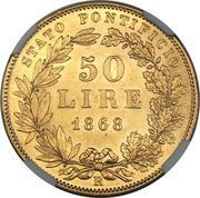 50 Lire - Pius IX, Vatican City, 1868-1870 reverse image