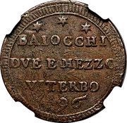 2½ Baiocchi - Pius VI Large bust, Vatican City, 1796 reverse image