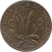 5 Centesimi - Pius XI reverse image