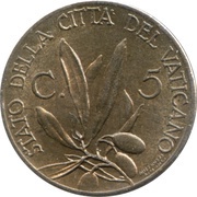 5 Centesimi - Pivs XII reverse image