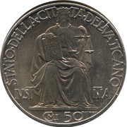 50 Centesimi - Pivs XII reverse image