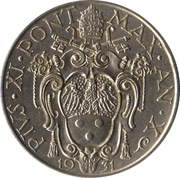 1 Lira - Pivs XI obverse image