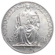 1 Lira - Pius XII reverse image