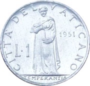 1 Lira - Pivs XII reverse image