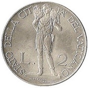 2 Lire - Pivs XII reverse image