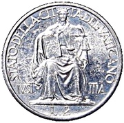 2 Lire - Pivs XII, Vatican City, 1947-1949 reverse image