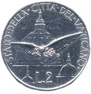2 Lire - Pius XII Jubilee, Vatican City, 1950 reverse image