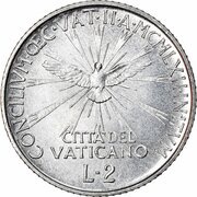 2 Lire - Ioannes XXIII Second Ecumenical Council, Vatican City, 1962 reverse image