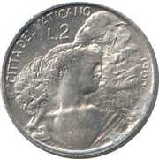 2 Lire - Pavlvs VI, Vatican City, 1966 reverse image