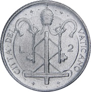 2 Lire - Pavlvs VI, Vatican City, 1967 reverse image