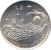 2 Lire - Pavlvs VI, Vatican City, 1969 reverse image