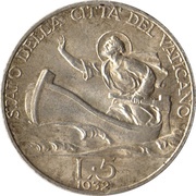 5 Lire - Pivs XI, Vatican City, 1929-1937 reverse image