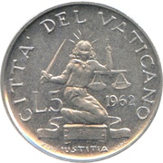 5 Lire - Ioannes XXIII, Vatican City, 1959-1962 reverse image