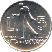 5 Lire - Pavlvs VI, Vatican City, 1978 reverse image