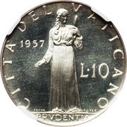 10 Lire - Pius XII Prova reverse image