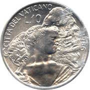 10 Lire - Pavlvs VI, Vatican City, 1966 reverse image