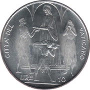 10 Lire - Pavlvs VI FAO, Vatican City, 1968 reverse image