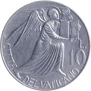 10 Lire - Ioannes Paulus II Evangelist Matthew, Vatican City, 1985 reverse image