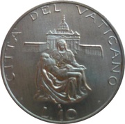 10 Lire - Ioannes Paulus II Michelangelo's Pietà, Vatican City, 1987 reverse image