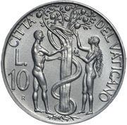 10 Lire - Ioannes Paulus II Adam and Eve's Temptation reverse image