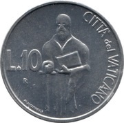 10 Lire - Ioannes Paulus II Saint Paul, Vatican City, 1991 reverse image