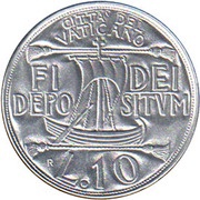 10 Lire - Ioannes Paulus II Fidei Depositum, Vatican City, 1993 reverse image