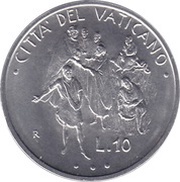 10 Lire - Ioannes Paulus II The Preaching, Vatican City, 1995 reverse image