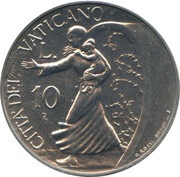 10 Lire - Ioannes Paulus II Protection, Vatican City, 1996 reverse image
