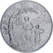10 Lire - Ioannes Pavlvs II Motherhood, Vatican City, 1999 reverse image
