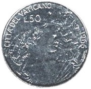 50 Lire - Pavlvs VI, Vatican City, 1966 reverse image