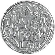 50 Lire - Pavlvs VI The Peace of the Lord reverse image