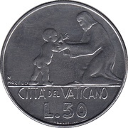 50 Lire - Pavlvs VI, Vatican City, 1978 reverse image