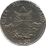 50 Lire - Ioannes Paulus II Radiant Cross, Vatican City, 1990 reverse image