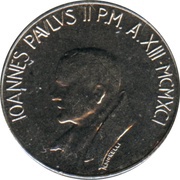 50 Lire - Ioannes Paulus II Baptism obverse image
