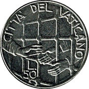 50 Lire - Ioannes Paulus II Prison and Solidarity reverse image