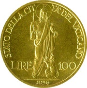100 Lire - Pivs XI reverse image